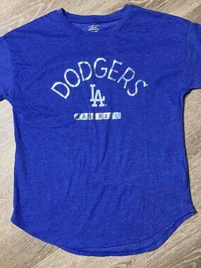 LA Dodgers Youth 14–16 Blue Hologram Graphic Baby Tee Baseball T-Shirt